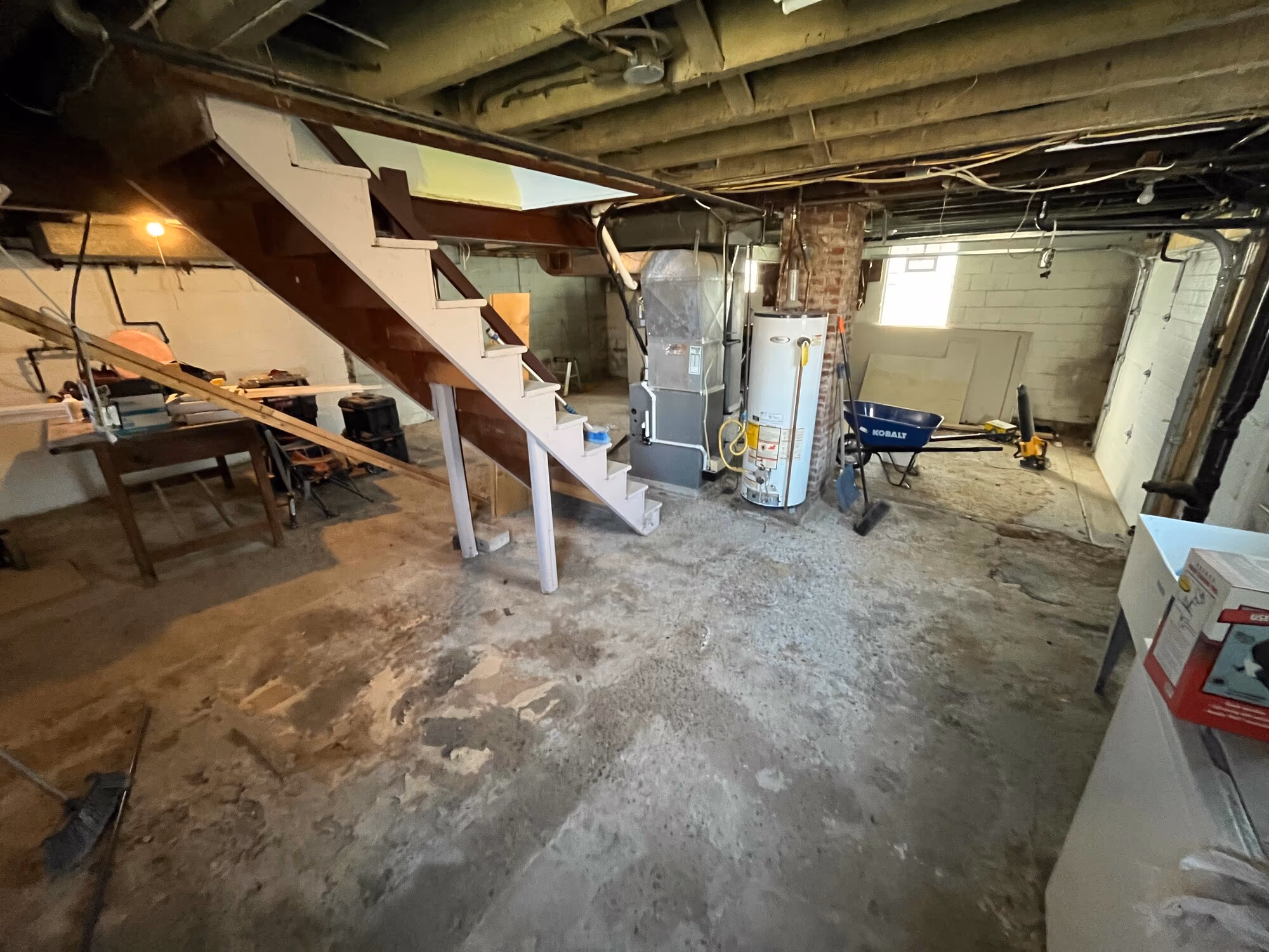 Unfinished basement before construction