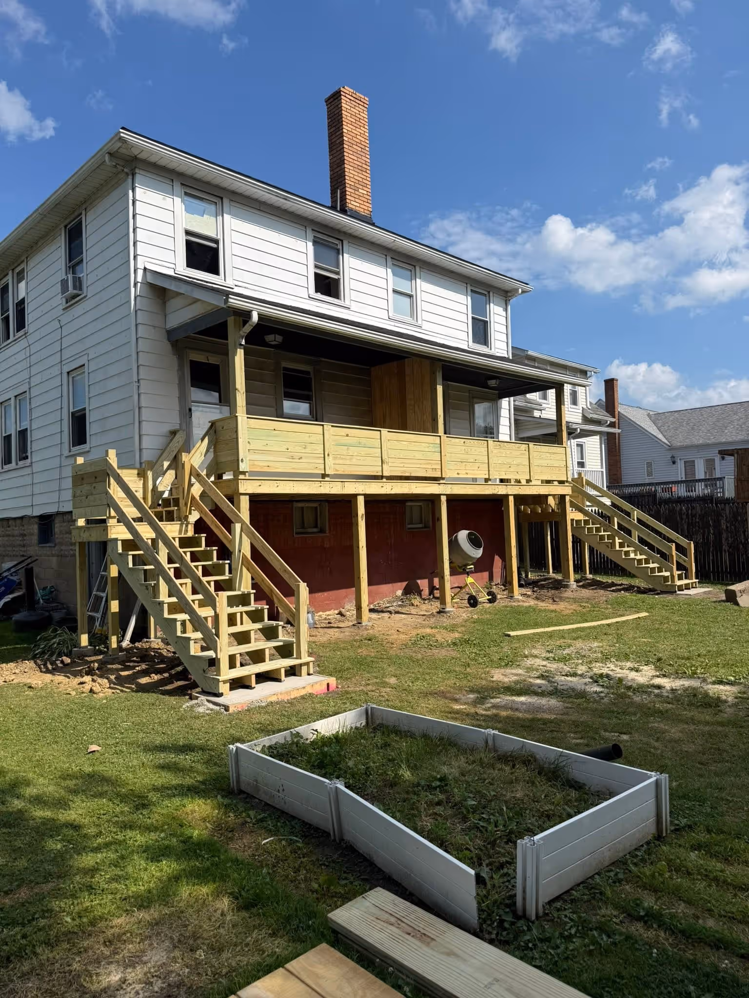 Finished covered rear porch and deck